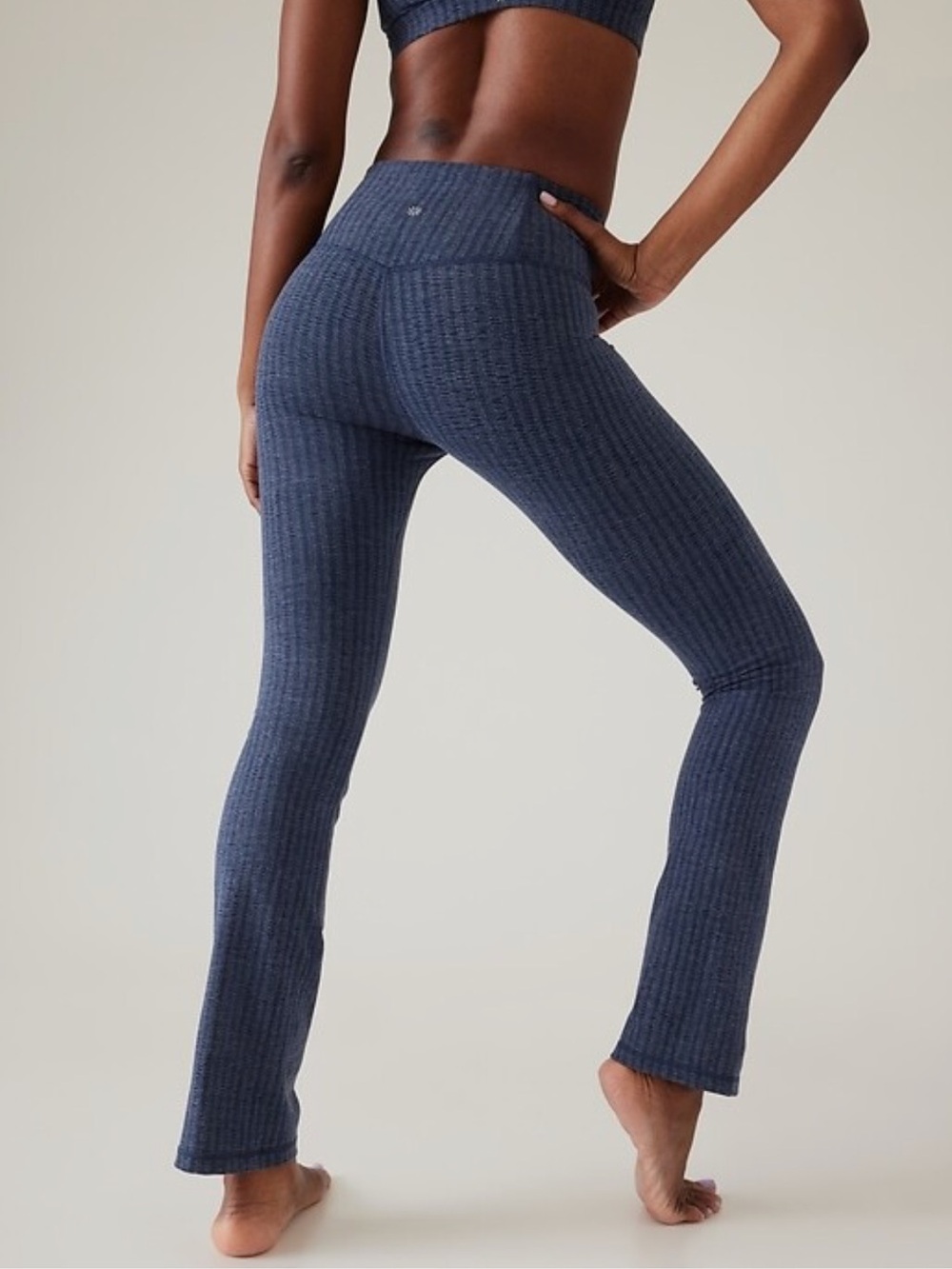 Athleta Elation Textured Straight Leg Pant Blue Sz S